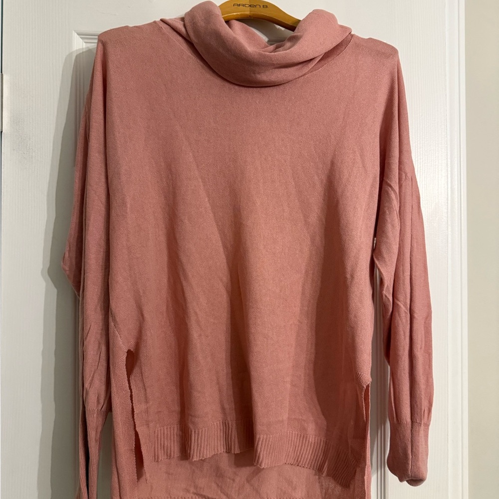 Cherish Pink Turtleneck Sweater Classic Cowl Design